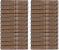 Casa Lino Face Towels & Body Wash Cloths for Showering - 100% Cotton Wash Cloths for Bathroom - Highly Absorbent & Quick Drying Washcloth Set - Cotton Washcloths 24 Pack (12" x 12") - (Brown)