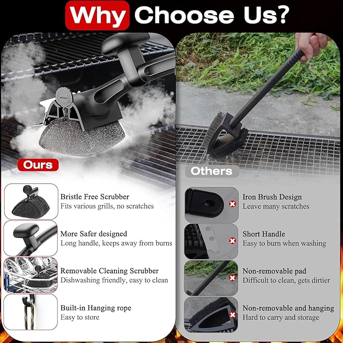 2 Pack Replaceable Cleaning Head, Grill Brush Bristle Free