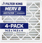 Filter King 14.5x14.5x4 Air Filter | 4-PACK | MERV 8 HVAC Pleated A/C Furnace Filters | MADE IN USA | Actual Size: 14.5 x 14.5 x 3.75"