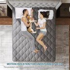 Queen Mattress, 10 Inch Euro Top Mattress Grey Hybrid Medium Firm for Back & Lumbar Support, 100 Night Trial, Individual Pocket Spring for Motion Isolation & Pressure Relief