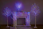 Hairui Lighted Birch Garland Battery Operated with 8 Function 48 Warm White and Multi Color Lights 6FT, Pre Lit Garland for Fireplace Christmas Holiday Decoration Indoor Outdoor
