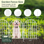 32.5ft(L) x 22in(H) Panels Garden Fence, 30 Panels Arched No Dig Fence, Decorative Animal Barrier Fencing with Ground Stake, Rustproof Metal Garden Edging Border for Dog, Outdoor Patio Decor, White