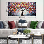 Zoyotago Large Canvas Wall Art Colorful Flower Tree Picture Gray Backgrounds Canvas Prints Ready to Hang for Bedroom Living Room Size 20x40