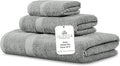 100% Combed Cotton Bathroom Towel Set of 3- 1 Bath Towel, 1 Hand Towel, 1 Wash Cloth, Sustainable, Soft, Highly Absorbent 3 Piece Cotton Bath Towel Set Ideal for Hotels, Spa, Bathroom, Dorm, Grey