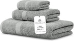 100% Combed Cotton Bathroom Towel Set of 3- 1 Bath Towel, 1 Hand Towel, 1 Wash Cloth, Sustainable, Soft, Highly Absorbent 3 Piece Cotton Bath Towel Set Ideal for Hotels, Spa, Bathroom, Dorm, Grey