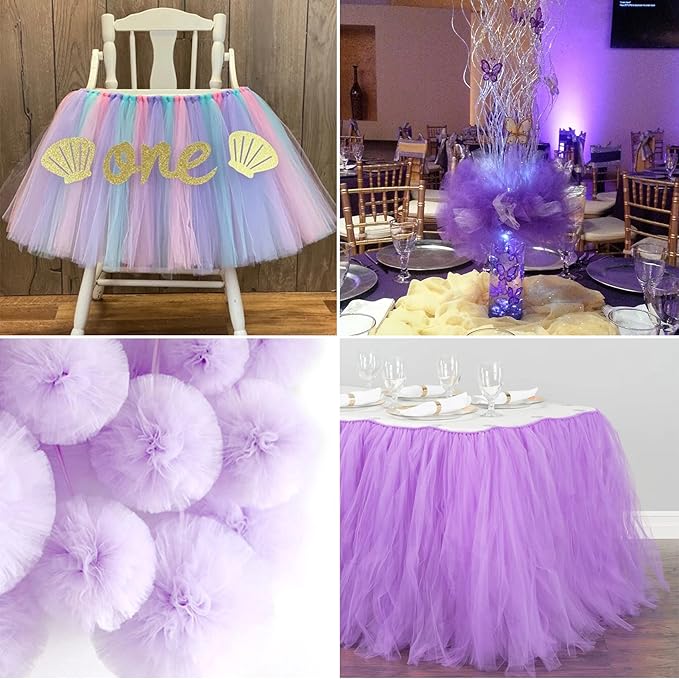 Lavender Tulle Fabric Rolls 54 Inch by 40 Yards Tulle Bolt Spool for Wedding Decorations DIY Tutu Baby Shower Table Skirt Ceiling Decor Birthday Party Craft Supplies