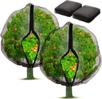 2 Pack Fruit Tree Netting Bags with Zipper and Drawstring, Ultra Fine Mesh Garden Netting Plant Cover, Bird Netting for Blueberry Bushes, Fruit Vegetable Trees, Flowers (Black, 10 x 10 ft)