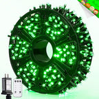 JMEXSUSS Green Halloween Lights Outdoor, 132ft 400 LED Halloween String Lights Plug in with Remote, Indoor Green Light for Porch Tree House Yard Christmas Decorations