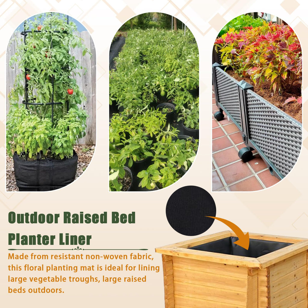 Wshxjzyay 63 * 83 inch Raised Garden Bed Liner, Non Woven Fabric Liner for Large Veg Trough, Keeps Soil Contained and Water Drained