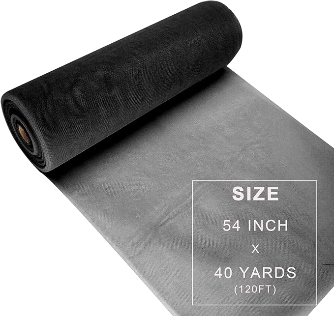 Black Tulle Fabric Roll Spool Bolt (54 Inch by 40 Yards) Large Tulle Wedding Party Decoration, Tutu Skirt, Table Runner, Gift Wrapping, Bridal Shower, Soft & Drape (Black)
