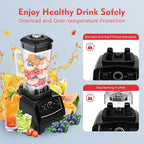 2L 2200W Professional Countertop Blender Heavy Duty Household Grade Blender Mixer with Food Grade ABS Stirring Rod for Milkshakes and Ice Cream (black)