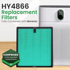 2 Pack Air Purifier Replacement Filter HY4866 Compatible with MORENTO, WESTHEY HY4866, YIOU M1 - True HEPA Filter, 4 Stage Filtration, Original Carbon & Silver Technology - Green