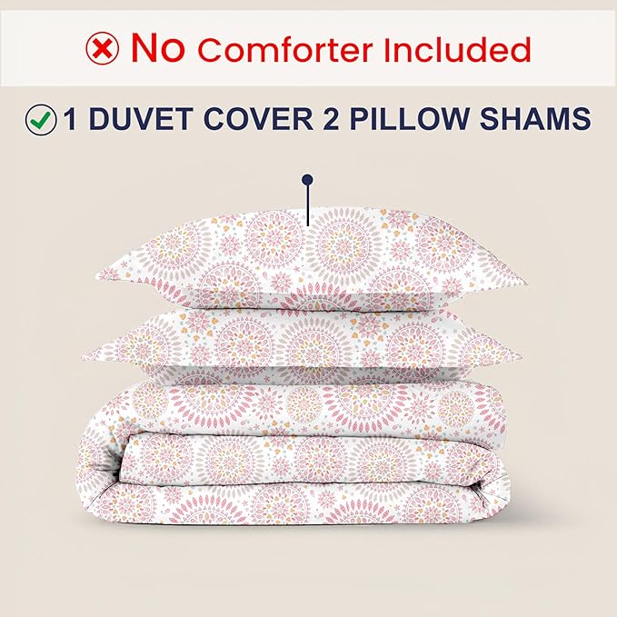 Kotton Culture 120"x120" 3 Pc Super King Plus/Super Oversize King Duvet Cover Set 100% Egyptian Cotton - 600 TC Comforter Cover, Zipper Closure & Corner Ties - Fits Only Extra Large Inserts - Mandala