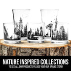 Black Lantern Whiskey Glasses - Set of 2 Old Fashioned Glasses for Whiskey Scotch and Bourbon - Cocktail and Rock Glasses for Nature Lovers - Two Premium 11oz. Glasses (Forest & Clouds)