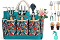 Garden Tool Set, 9 Pcs Heavy Duty Stainless Steel Gardening Hand Tool, Turquoise Garden Tool Bag Kit, Gardening Supplies Gifts for Women Men Mom Dad Gardener Beginner
