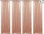 Poise3EHome Rose Gold Sequin Backdrop Curtains,4 Panels 2FTx8FT Glitter Background for Party Birthday Party Baby Shower Wedding Christmas Thanksgiving Halloween Holiday Festival Decor