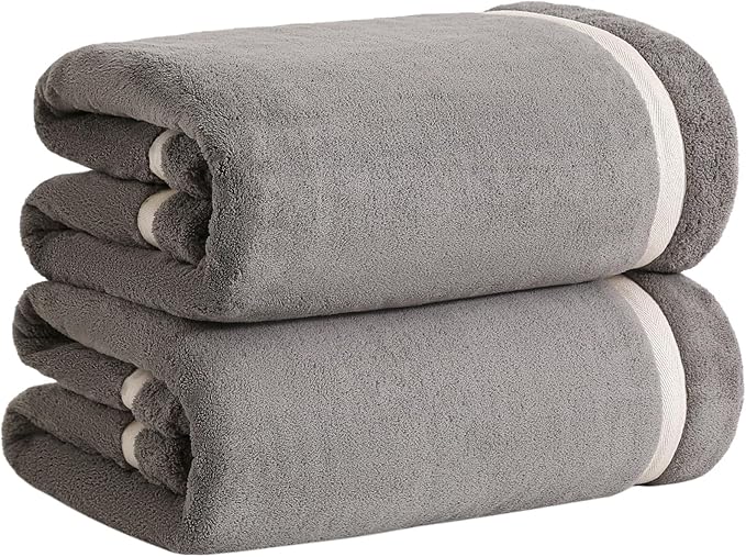 Extra Large Bath Sheets 40x80 Inches,Luxury Bath Towel,Super Soft & Absorbent,Oversized Microfiber Shower Towels for Bathroom,Yoga,SPA,Pool（Dark Grey 2Piece）