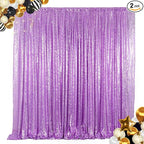 ShinyBeauty Lavender Sequin Backdrop Curtains 2 Panels 4x8FT Shimmer Wedding/Party Photo Backgrounds - Elegant & Sparkly Decor Backdrops