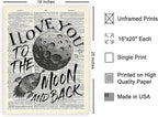 Poster Master Dictionary Art Poster - I Love You To The Moon and Back Print - Motivational Art - Gift for Him, Her & Lovers - Romantic Decor for Dorm, Bedroom or Living Room - 16x20 UNFRAMED Wall Art