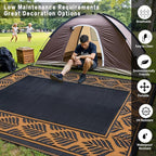 8x10 Patio Waterproof Outdoor Rug Outrside Camping Carpet RV Area Rug Reversible Brown Rugs for Deck Entryance Porch Picnic Balcony Beach