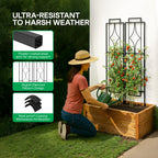 IDZO 2-Piece Diamonds Design Decoration Trellis, Metal Decorative Trellis for Climbing Plants Outdoor, Garden Trellis for Climbing Plants, Climbing Rose Trellis, 48-Inch Tall Each, Black