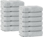 Chakir Turkish Linens Premium Cotton Absorbent Turkish Towels (Washcloths - 12 Piece, Silver Gray)