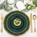 Hioasis 60pcs Green Plastic Plates - Green and Gold Disposable Dinnerware with Gold Rim, Heavy-duty, 10.25 inch, Dinner Plates for Party & Wedding