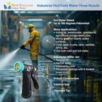 Industrial Hot/Cold Water Jet Hose Nozzle 500012 with Threaded Tip, Rear Trigger and Comfort Grip by New England Garden Tools for Cleaning Kitchens & Work Sites, Watering Plants & Yards, Washing Cars