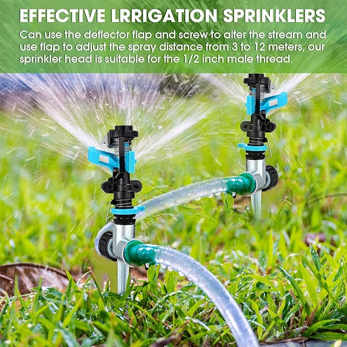 12 Pack Lawn Sprinklers for Yard Bulk Heavy Duty Water Sprinkler Head Adjustable 360 Degree Rotating Water Sprinklers Above Ground for Lawn Garden Flower Grass Irrigation Playtime