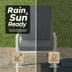 Outdoor Chair Cushions, Water-Resistant & Fade-Resistant, Patio Furniture Lawn Dining Chair Seat Replacement with Mid Back, Ties Zipper, Removable Cover, 18 x 16.5 Inch, Set of 1, Dark Grey