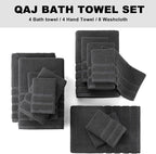 16-Piece Bath Towels Set, 100% Cotton Thick Soft Highly Absorbent Durable, Quick Dry, Bathroom Towels Set (4 Bath Towels, 4 Hand Towels, 8 Washcloths) - Perfect for Daily Use