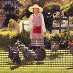 Plastic Garden Fencing Roll Safety Construction Barrier Outdoor Snow Mesh Fence Garden Netting, 1.2 Inch Mesh, Coated Iron Wire Support Stakes, Cable Ties for Garden (Black, 2 x 50 Feet)