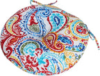 FUNHOME Bistro Chair Cushions 15 inch,Set of 2,Tufted Round Chair Cushions with Ties,15"x15"x4",Water Resistant Round Seat Cushion for Barstool Chairs,Patio Garden Kitchen Outdoor Furniture(Phoenix)