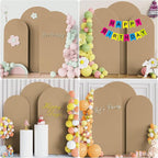 Fomcet Set of 3 Wedding Arch Covers 6FT, 6.6FT, 7.2FT Khaki 2-Sided Round Top Spandex Arch Backdrop Cover Fitted Fabric for Birthday Party Baby Shower Wedding Arch Stand Decoration