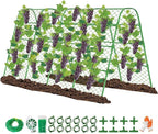 63" Tall Garden Trellis for Climbing Plants Outdoor Cucumber Trellis for Raised Beds Metal U-Frame Arch Tunnel Tomato Cage with Garden Netting for Garpes/Pea/Zucchini/Squash/Bean/Vines