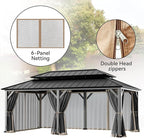 Covered Outdoor Gazebo Mosquito Netting Replacement Universal 6-Panel Sidewalls 12' x 24', Outdoor Gazebo Mosquito Nettings with Double Zipper, Replacement for Patio Canopy, Garden (Mosquito Net Only)