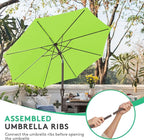 JEAREY 10FT Outdoor Patio Umbrella Outdoor Table Umbrella with Push Button Tilt and Crank, Market Umbrella 8 Sturdy Ribs UV Protection Waterproof for Pool, Garden (Apple Green)