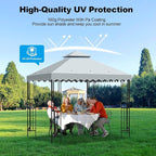 10x10 Double Tiered Gazebo Replacement Canopy, Upgraded 300D Polyester Heavy Duty Canopy Cover Top with Air Vent, Waterproof Gazebo Cover Roof for Outdoor Patio Garden(Grey, Wavy Edge)