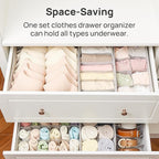 Vtopmart 4 Pack Underwear Drawer Organizers Set, 6+7+8+24 Cells Clothes Drawer Dividers Dresser Organizers Bins for Socks, Bras, Scarves, Ties, Non-Woven Fabric Storage Boxes for Closet, Nursery