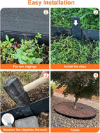 Vinci Landscape Edging Border, 40" L x 8" H 3Pack 10FT Total Black Galvanized Steel Garden Edging with Spikes, Sturdy Elegant Metal Lawn Broder for Flower Beds, Pathways, Paver Edges and Yard