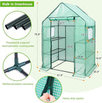 Ohuhu Greenhouse for Outdoors with Mesh Side Windows, 3 Tiers 4 Shelves Small Walk-In Green House Plant Stands Plastic PE Cover Outside Portable Warm House for Seedling Flowers Growing, 4.8x2.5x6.4 FT