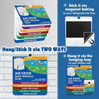 TZARROT Air Fryer Magnetic Cheat Sheet Set, Over 200 Foods Air Fryer Cooking Guide Flip Chart Magnetic, Air Fryer Accessories Cooking Time Charts and Recipe Booklet