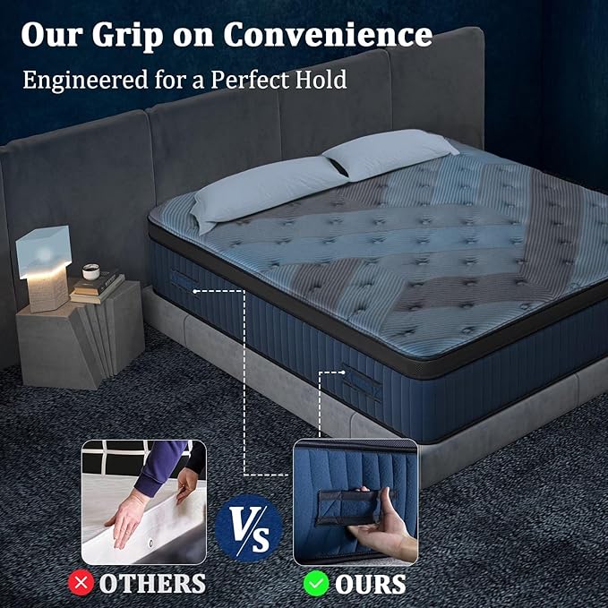 12 Inch Queen Size Mattress in a Box, Medium Firm Hybrid with Lumbar Foam and Zoned Pocket Springs for Pressure Relief and Edge Support