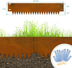 Co rten Steel Landscape Edging 12 Inch Tall 6 Packs, Pre-Rusted Metal Garden Edging, Hammer in Landscape Edging with 6 Clips and a Pair of Gloves, Steel Edging for Landscaping, Lawn Rusty