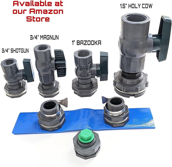 Rain Barrel Garden Spigot Kit - 3/4" Full Port PVC Ball Valve with Bulkhead Fitting Adapter