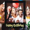 32 x 24 Inch Large Photo Booth Props Picture Frame Happy Birthday Party Frame DIY Cutouts Photo Booth Props Selfie for Party Supplies Favors(Black Gold,Happy Birthday)