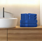 Avalon Towels Luxury 8 Piece Towels Set, 2 Bath Towels, 2 Hand Towels and 4 Washcloths, 600 GSM 100% Ring Spun Cotton Highly Absorbent Bathroom Towel Set, Ideal for Hotel, Spa and Gym (Royal Blue)