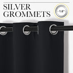 NICETOWN Bedroom Blackout Curtains Panels, 1 Pair, 55 inches by 92 Inch, Black, Triple Weave Energy Saving Thermal Insulated Solid Grommet Blackout Draperies for Patio