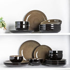 LERATIO Ceramic Dinnerware Sets for 4,Stoneware Coupe Plates and Bowls Sets,Highly Chip and Crack Resistant | Dishwasher & Microwave & Oven Safe Dishes set,Reactive Glaze Dinnerware- Service for 4