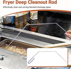 4 PCS Fryer Cleaning Tools with Deep Fryer Stainless Steel L-Shaped Brush, Deep Fryer Crumb Scoop, Deep Fryer Cleanout Rod, Long Handle Deep Basket Brush for Restaurants, Air Fryers, Deep Fat Fryers
